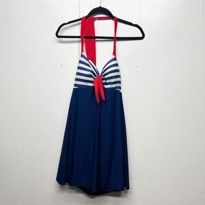 Teng Yue Colorblock Women's Halter Bathing Suit w/ Shorts Size XXL